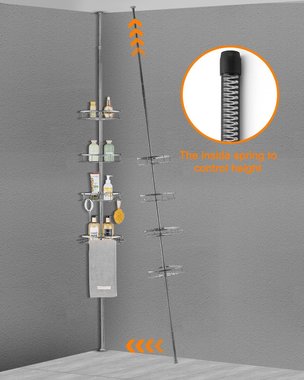 Ъглова Етажерка за баня Kindrino ‎ZW78X4DT-I25GR Рафт за баня с регулируема височина телескопична