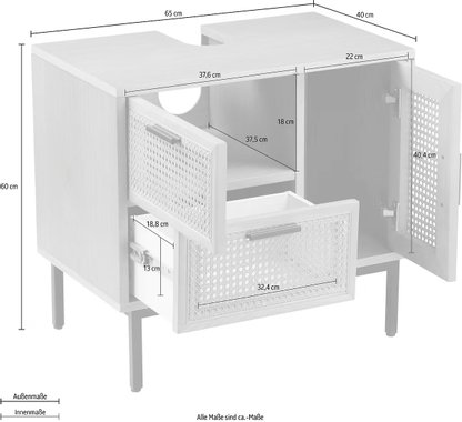 Дървен Шкаф за мивка COUCH 81885014 ратанова плетка долен шкаф за баня