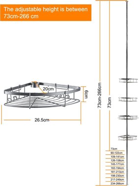 Ъглова Етажерка за баня Kindrino ‎ZW78X4DT-I25GR Рафт за баня с регулируема височина телескопична