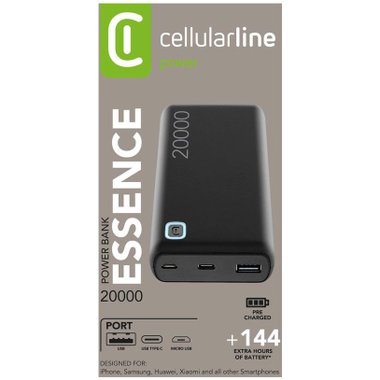 ВЪНШНА БАТЕРИЯ  CELLULAR LINE ESSENCE 20000 mAh BLACK