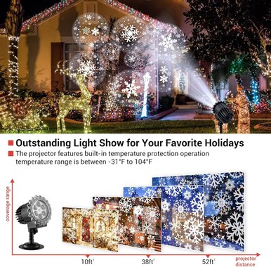 LED прожектор на снежинки Snowflake Lamp коледна светлина IP44 Led декорация
