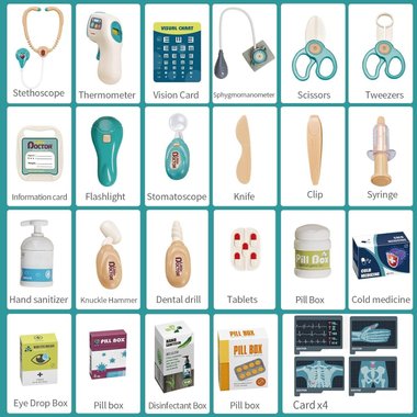 Детски медицински комплект Doctor medical game set 26 части Докторски комплект Детска количка и комплект за игра Рентген 