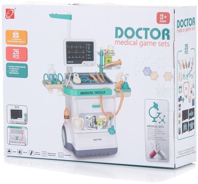 Детски медицински комплект Doctor medical game set 26 части Докторски комплект Детска количка и комплект за игра Рентген 