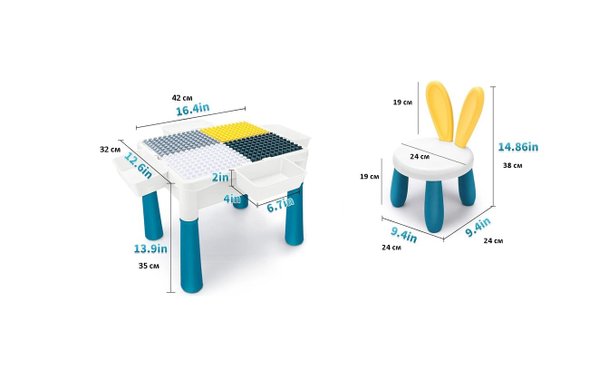  Детски комплект маса със стол и конструктор 105 части Blocks Table Play the Childhood MC817 Занимателен комплект Образувателна масичка  