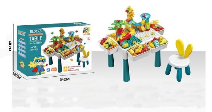  Детски комплект маса със стол и конструктор 105 части Blocks Table Play the Childhood MC817 Занимателен комплект Образувателна масичка  