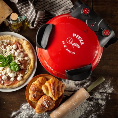 Eлектрическа фурна за пица с  каменна плоча “PIZZA ЗА 4 МИН" ARIETE 909  ЧЕРВЕН, 1200 W