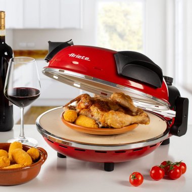 Eлектрическа фурна за пица с  каменна плоча “PIZZA ЗА 4 МИН" ARIETE 909  ЧЕРВЕН, 1200 W