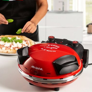 Eлектрическа фурна за пица с  каменна плоча “PIZZA ЗА 4 МИН" ARIETE 909  ЧЕРВЕН, 1200 W
