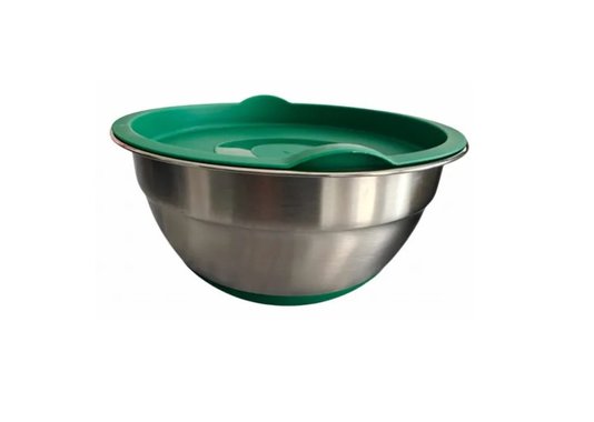 Комплект купи Home Devision salad bowl 2 броя 22см и 18см Домакински купи за смесване с капаци и силиконово дъно