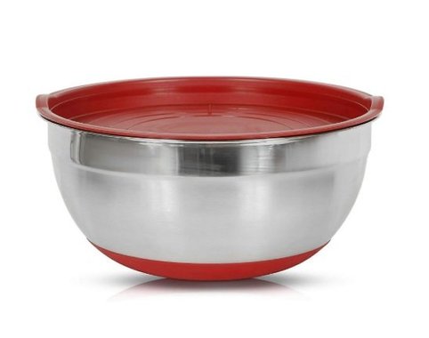 Комплект купи Home Devision salad bowl 2 броя 22см и 18см Домакински купи за смесване с капаци и силиконово дъно