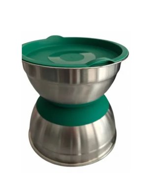 Комплект купи Home Devision salad bowl 2 броя 22см и 18см Домакински купи за смесване с капаци и силиконово дъно