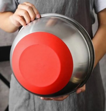 Комплект купи Home Devision salad bowl 2 броя 22см и 18см Домакински купи за смесване с капаци и силиконово дъно