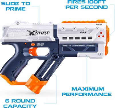 Комплект от 2 броя бластер X-Shot Chaos Meteor Blaster 36365-2022 Детска играчка оръжие с 24 топчета Играчка пистолет