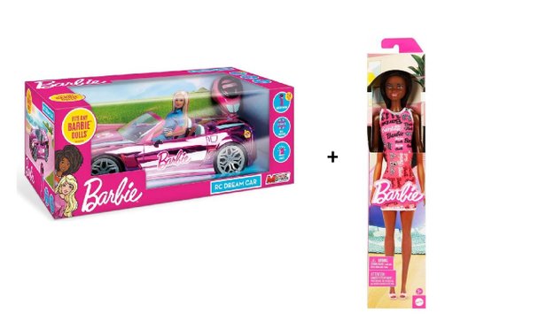 Радиоуправляема кола на Барби Mondo Motors 63619-155 RC Dream Car с включена кукла Barbie Matell HRH08 Barbie Doll included Колата на Барби 
