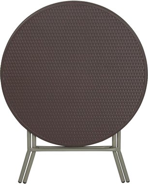 Сгъваема маса Flash Furniture DAD-FT-80R-GG 80см Градинска кръгла маса ратанова плетка 
