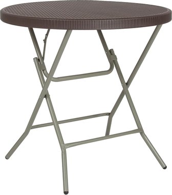 Сгъваема маса Flash Furniture DAD-FT-80R-GG 80см Градинска кръгла маса ратанова плетка 
