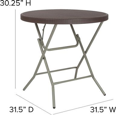 Сгъваема маса Flash Furniture DAD-FT-80R-GG 80см Градинска кръгла маса ратанова плетка 