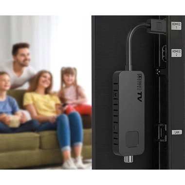 Цифров ТВ тунер Ajli 16040-16 DC DVB-T2 декодер HEVC H.265 TV Stick Full HD Time Shift USB Дистанционно