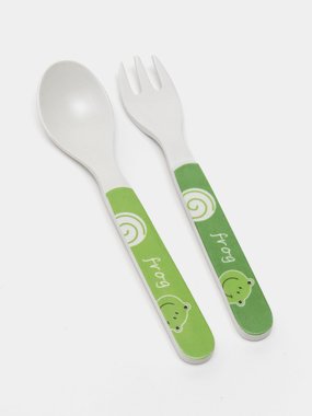 Детски комплект за хранене Bamboo Fibre kids set Frog 5 части Комплект прибори за хранене Жаба Бамбук 