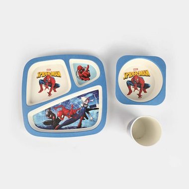 Детски комплект за хранене Bamboo Fibre kids set Spiderman 5 части Комплект прибори за хранене Спайдърмен Бамбук 