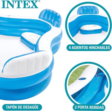 Надуваем басейн Intex 56475NP Swim Centre Family Lounge Pool 229 х 66 см  4 седалки