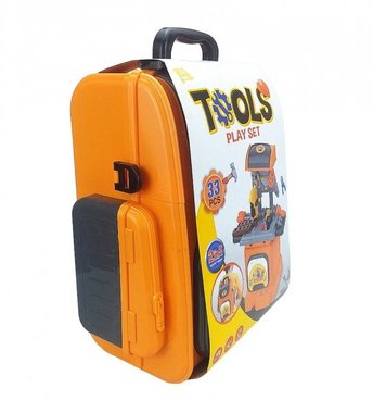 Детски инструменти в раница Tools play set CH010291 2в1 33 части Дърводелска работилница Работна маса Занимателен комплект 