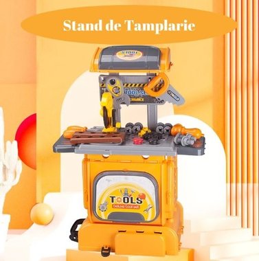 Детски инструменти в раница Tools play set CH010291 2в1 33 части Дърводелска работилница Работна маса Занимателен комплект 