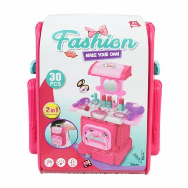 Детска козметична тоалетка в раница Fashion make your own 006-13А 2в1 30 части Козметична тоалетка в раница с аксесоари 