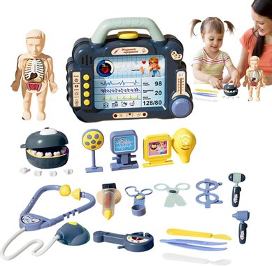 Детски медицински комплект с куфарче Doctor 6906 blue 36 части Детски докторски комплект Син куфар комплект за игра 