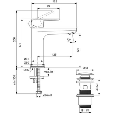 СТОЯЩ СМЕСИТЕЛ CERAFINE SILVER IS