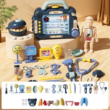Детски медицински комплект с куфарче Doctor 6906 blue 36 части Детски докторски комплект Син куфар комплект за игра 