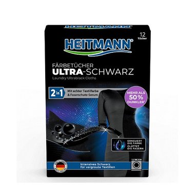 Кърпички за черно пране 2 в 1 HEITMANN, Ultra Black, 12 бр - 1034692