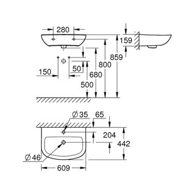 УМИВАЛНИК GROHE BAU CERAMIC 60