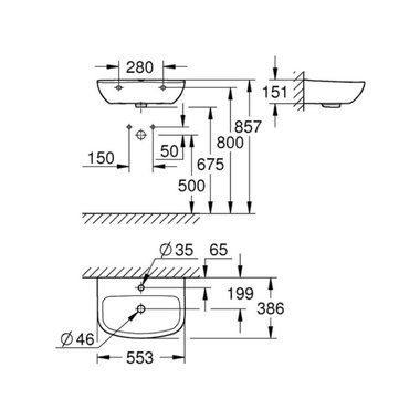 УМИВАЛНИК GROHE BAU CERAMIC 55