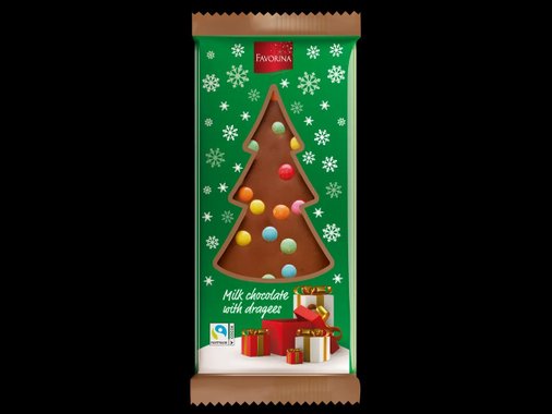 Коледен млечен шоколад с дражета