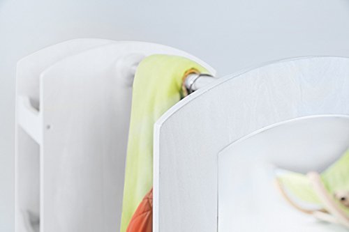 Детски щендер за дрехи с огледало и рафтове Roba 450151WE Дървена стойка за дрехи Бебешки стелаж за дрехи Детски гардероб