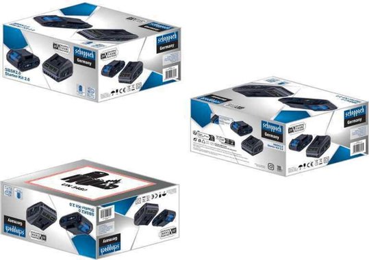 Комплект батерия 2Ah със зарядно Scheppach IXES SBSK2 2.4А Li-ion 20V Бързо зарядно устройство 