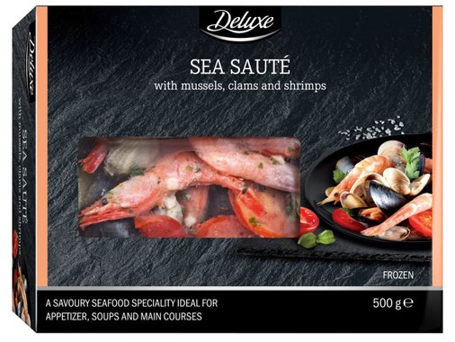 Готово ястие от замразена риба и морски дарове