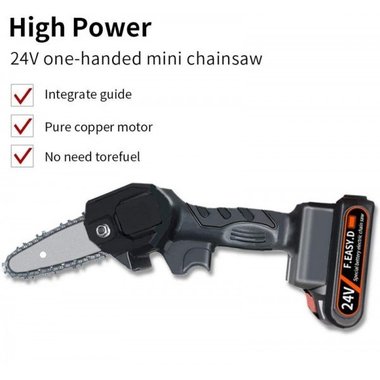 Мини верижен трион F Easy D 550W 24V Батерия и зарядно Мини акумолаторна резачка за клони