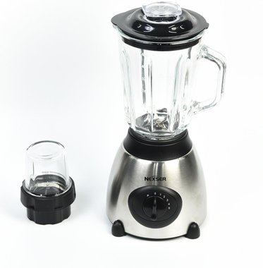 Блендер 2в1 Nexser NS1841S 1.5л 600W Мелничка Чопър Стъклена кана Лед Смути Шейк 