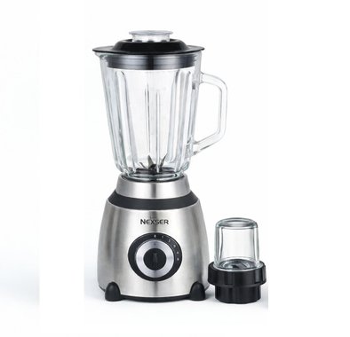 Блендер 2в1 Nexser NS1841S 1.5л 600W Мелничка Чопър Стъклена кана Лед Смути Шейк 