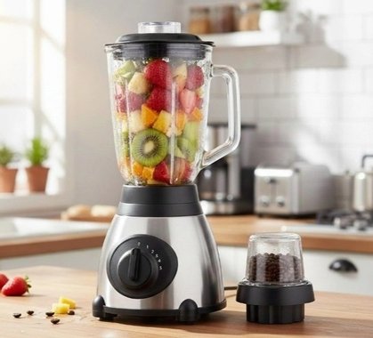 Блендер 2в1 Scheffler 1104 350W Мелничка Чопър  Стъклена кана Лед Смути Шейк