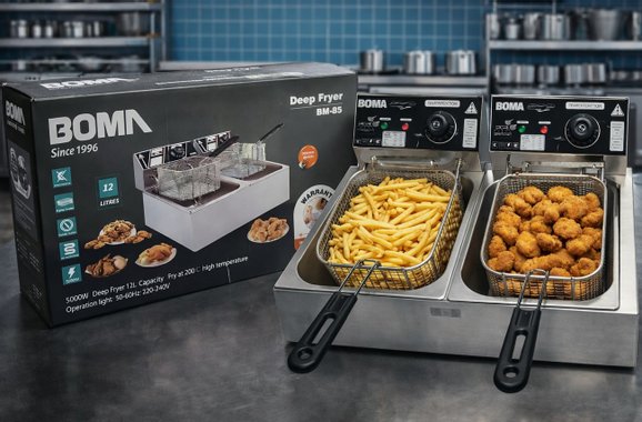 Професионален двоен фритюрник Boma BM85 2x2500W 2х6л Professional Двоен фритюрник