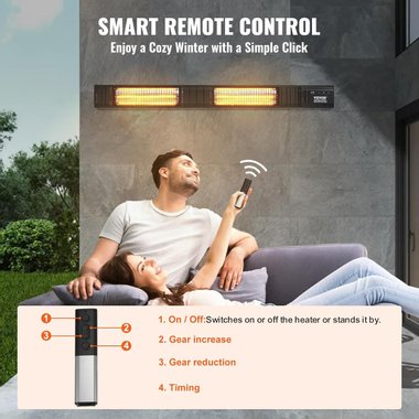 Инфрачервена двойна печка Vevor T17-GR30B 102см 3000W Инфрачервен карбонов отоплител с дистанционно управление вътрешно и външно отопление 