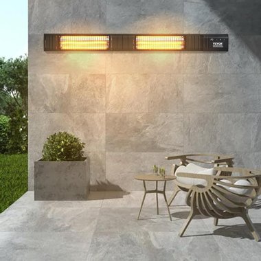 Инфрачервена двойна печка Vevor T17-GR30B 102см 3000W Инфрачервен карбонов отоплител с дистанционно управление вътрешно и външно отопление 