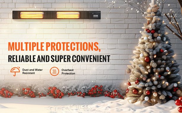 Инфрачервена двойна печка Vevor T17-GR30B 102см 3000W Инфрачервен карбонов отоплител с дистанционно управление вътрешно и външно отопление 