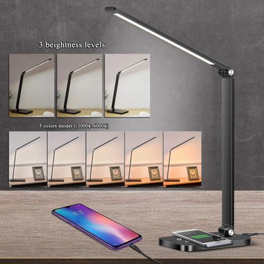 Настолна лампа с безжично зареждане Mdhand MT856 Led осветление безжично зарядно 