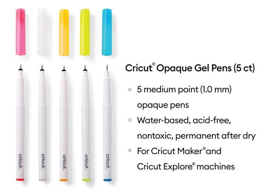 Комплект от 5 броя писалки Cricut Opaque Gel Pens 2009849 Акрилни Гел химикалки 