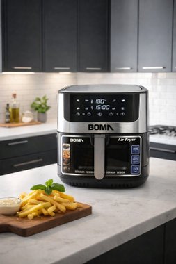 Фритюрник с горещ въздух Boma BM-880 2200W 12л air fryer еър фрайър здравословно готвене без мазнина с горещ въздух вградено прозорче