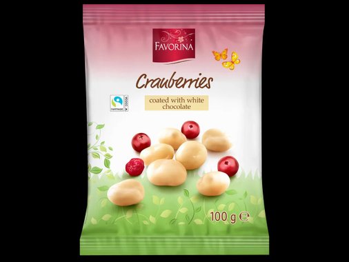 Червени боровинки или малини в бял шоколад